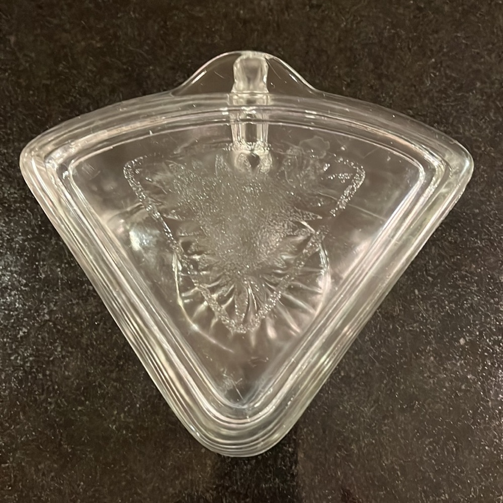 Vintage Indiana Glass Co. Clear Glass Triangular Refrigerator Dish